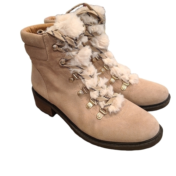 Sam Edelman Suede Lace-up Boots with Faux Fur Detail, Size 7 - Picture 5 of 14